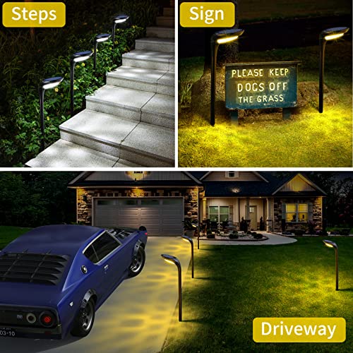 ROSHWEY Landscape Path Lights, Solar Lights Outdoor Waterproof, Solar Landscape Spot Lights Outdoor Spotlight, Cool White & Warm White Solar Garden Lights Outside for Yard, Walkway, Driveway, 4 Pack