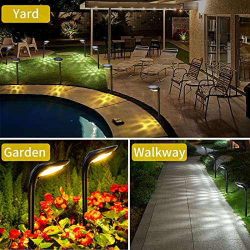 ROSHWEY Landscape Path Lights, Solar Lights Outdoor Waterproof, Solar Landscape Spot Lights Outdoor Spotlight, Cool White & Warm White Solar Garden Lights Outside for Yard, Walkway, Driveway, 4 Pack