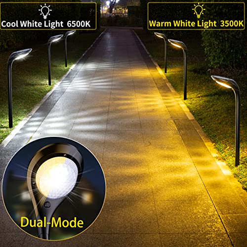 ROSHWEY Landscape Path Lights, Solar Lights Outdoor Waterproof, Solar Landscape Spot Lights Outdoor Spotlight, Cool White & Warm White Solar Garden Lights Outside for Yard, Walkway, Driveway, 4 Pack