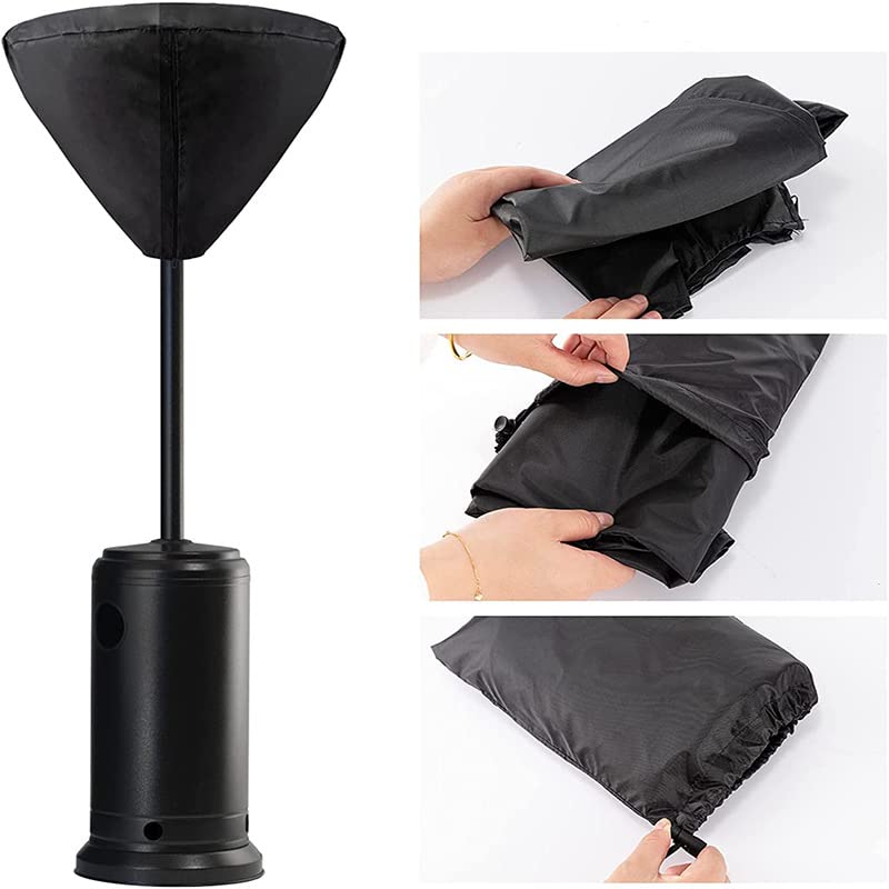 IDOXE Outside Patio Heater Cover Top for Standing Heat Lamp Waterproof with Zipper Classic Terrace Round Propane Fire Sense Gas Black Heater Head Covers Outdoor Stand Up