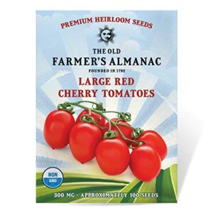 The Old Farmer's Almanac Heirloom Tomato Seeds (Large Red Cherry) - Approx 80 Seeds - Non-GMO, Open Pollinated