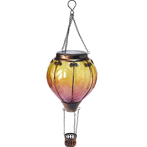 Hot Air Balloon Solar Lantern with Flickering Flame Hanging Solar Lights Outdoor Waterproof Lanterns for Garden Patio Yard Party Decoration