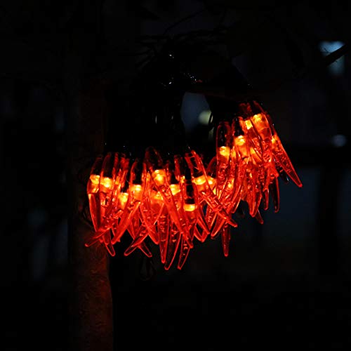 Amants01 Solar Chili String Lights,Red Chili Pepper String Lights 50 LEDs Solar String Lights for Home,Gardens,Park,Patios Decoration,Party,Wedding,Xmas,Chinese New Year.