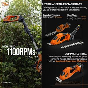 SuperHandy 3 in 1 Tiller, Weed Wacker, Hedge Trimmer, & Garden Shear - Cordless Battery 20V 2Ah, Lightweight - for All-in-1 Landscaping