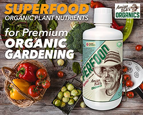 Amigo Bob's Organics 32 Ounce Superfood Organic Fertilizer Concentrate 5-in-1 Soil Amendment - Seaweed Freshwater Algae & Whole Fish for Any Grow Use