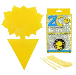 yellow dual sticky fly traps (10 pack) for fruit fly gnat whiteflies fungus gnats small insects houseplant eco friendly 21c save a garden flower shape