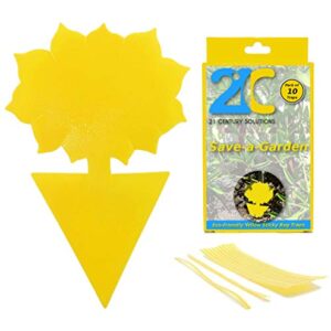 Yellow Dual Sticky Fly Traps (10 Pack) for Fruit Fly Gnat Whiteflies Fungus Gnats Small Insects Houseplant Eco Friendly 21C Save A Garden Flower Shape