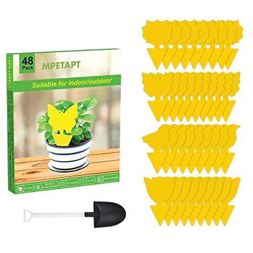 48 Pcs Sticky Traps for Fruit Fly, Whitefly, Fungus Gnat, Mosquito and Bug, Yellow Plant Sticky Insect Catcher Traps for Indoor/Outdoor/Kitchen, Non-Toxic and Odorless