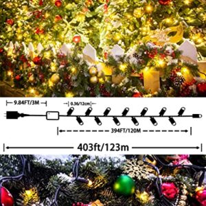 403ft Christmas String Lights Outdoor, 1000 LED Super Long String Lights with Remote 8 Modes & Memory Timer Green Wire Twinkle Fairy Lights Decor for Home Xmas Party Wedding Garden