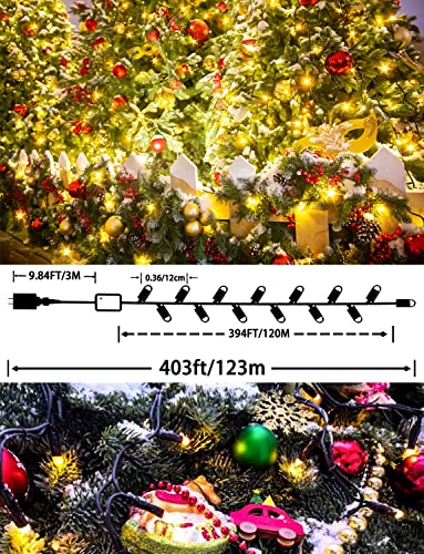 403ft Christmas String Lights Outdoor, 1000 LED Super Long String Lights with Remote 8 Modes & Memory Timer Green Wire Twinkle Fairy Lights Decor for Home Xmas Party Wedding Garden