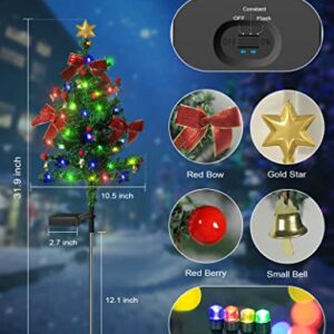 Solar Christmas Decorations Tree Lights Outdoor Waterproof, 20LED-Lights Solar Yard Decorative, Solar Stake Lights Xmas Tree Garden Decor with Constant & Flashing Modes for Pathway Lawn Patio, 2PCS