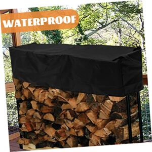 CLISPEED 4pcs Rainproof for Storage Protection Rain Cloth Stand Fireplace Cover Black Holder Fire Log Pit Rack Hoop Protector Garden Logs Duty Outdoor Oxford Heavy Covering Household Sun