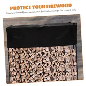 CLISPEED 4pcs Rainproof for Storage Protection Rain Cloth Stand Fireplace Cover Black Holder Fire Log Pit Rack Hoop Protector Garden Logs Duty Outdoor Oxford Heavy Covering Household Sun