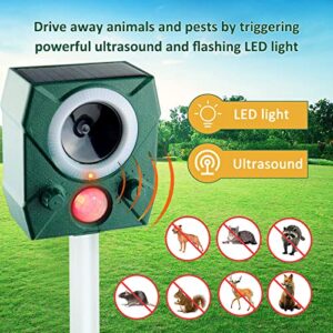 Ultrasonic Animal Repeller, Solar Powered Animal Repellent Outdoor Cat Repellent Dog Deterrent with Motion Sensor Waterproof Bird Repellent for Squirrels Rabbit Fox Raccoon,Yard Garden Farm