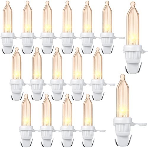 Remagr 60 Pcs Christmas LED Replacement Bulb Mini Wide Angle Xmas Tree Light Outdoor String for Garden Party Decor (White Base with Warm White Bulb)