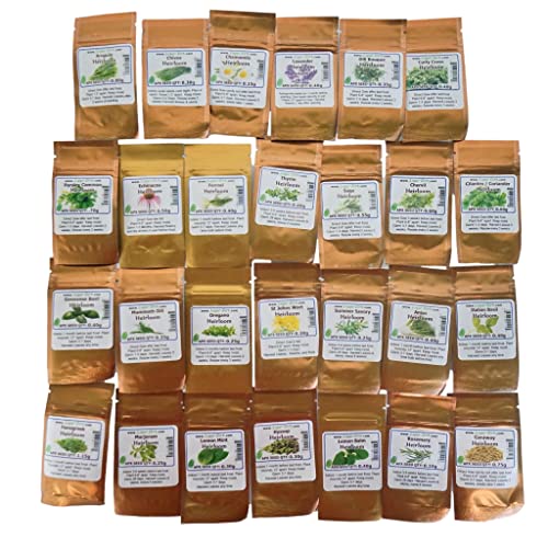 Heirloom Seeds Pack Herbs 27 Varieties with Over 15,000 Seeds - Medicinal and Cooking with Hard to Find Herbs Types