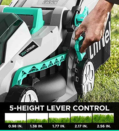 Litheli Cordless Lawn Mower 13 Inch & Impact Driver, 5 Heights, 20V Electric Lawn Mowers for Garden, Yard and Farm, with Brushless Motor, 4.0Ah Battery & Charger Included