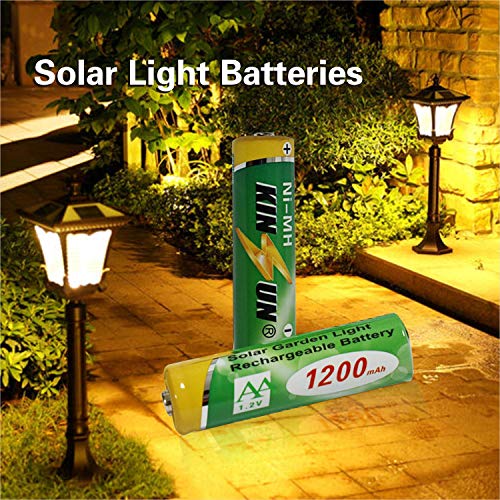 KINSUN 8-Pack Rechargeable Batteries 1.2V NiMH AA 1200mAh for Outdoor Solar Garden Lights Landscape Lights Path Lights