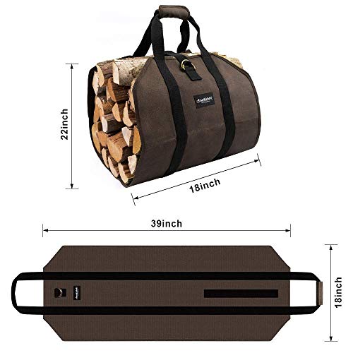 Amagabeli 3FTx30.7in Large Wide Firewood Rack Bundle Firewood Carrier Bag Canvas Waxed Large