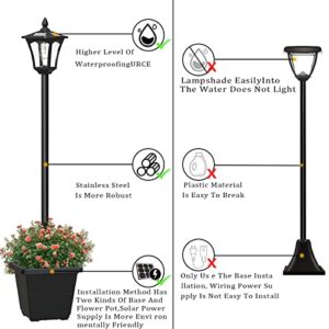 Icerona 64 Inch Outdoor Solar Lamp Post Light with Planter, 60 Lumen Solar Street Light, Solar Post Lights Waterproof for Garden, Lawn, Pathway, Driveway, Front Back Door Outside Pole Lamp