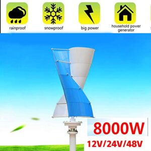 Tqing Vertical Spiral Wind Power Turbine Generator, 8000W 12V24V48V Vertical Axis Breeze Start Wind-Solar Complementary +Magnetic Levitation Axis Wind Turbine Generator Power for Outdoor Garden,48v