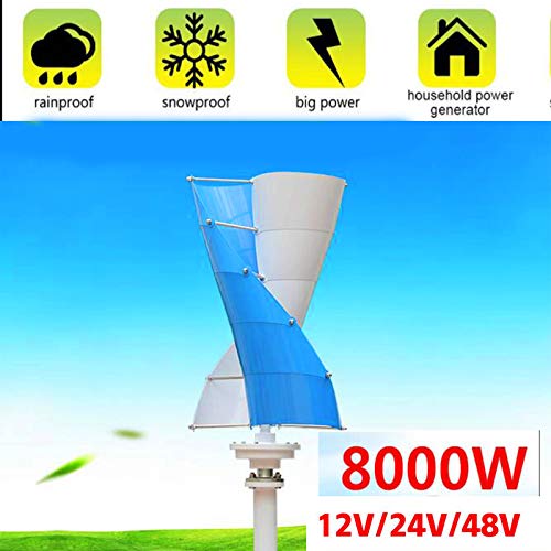 Tqing Vertical Spiral Wind Power Turbine Generator, 8000W 12V24V48V Vertical Axis Breeze Start Wind-Solar Complementary +Magnetic Levitation Axis Wind Turbine Generator Power for Outdoor Garden,48v