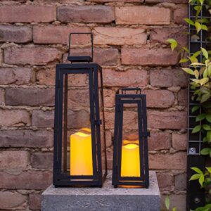 Lights4fun, Inc. Black Metal Solar Powered LED Fully Weatherproof Outdoor Garden & Patio Flameless Candle Lantern