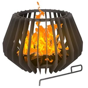 ZLXDP 24inch Metal Outdoor Fire Pit Bonfire Wood Burning Patio for Garden, Backyard, Poolside with Fireplace Poker