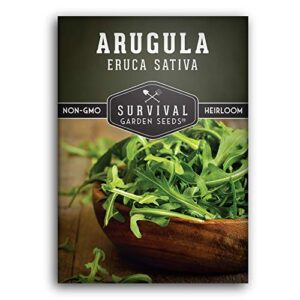 survival garden seeds – arugula seed for planting – packet with instructions to plant and grow garden rocket green leafy vegetables in your home vegetable garden – non-gmo heirloom variety – 1 pack