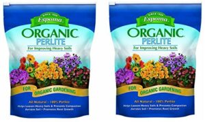espoma organic perlite; all natural and approved for organic gardening. helps loosen and aerate heavy soils, prevent compaction & promotes root growth – 8 qt. bag pack of 2