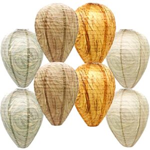 wasp nest simulation light nesting, fake wasp nest bee paper lanterns, hanging wasp repellent and deterrent, paper drive beehive lantern for house corner and garden outdoor, 8pcs