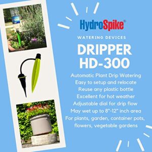 HydroSpike Dripper (3-Pack) Worry-free Adjustable Drip Flow Watering Kit - Outdoor & Indoor, Irrigation Stakes for Plants Vacation Garden Pots & Containers, Uses Bottle, No Hose Devices Waterer System