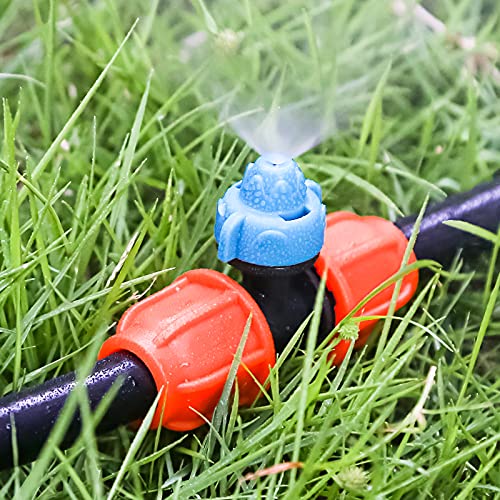 Yulaiyoen Drip Irrigation Kit Misting System, 32.8FT (10M) 3/8 inch Blank Distribution Tubing with 10 Nozzles and 1 Universal Adapter, DIY Patio Misting Cooling Kit