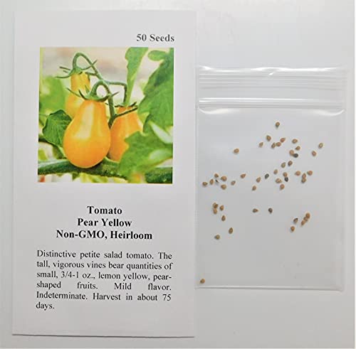 David's Garden Seeds Tomato Pear Indeterminate Yellow FBA-3456 (Yellow) 25 Non-GMO, Heirloom Seeds