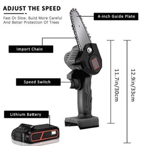 SEAAN Electric Pruning Saw, Mini Electric Chain Saw,Rechargeable 21V Lithium Battery Powered Tree Branch Pruner Garden Tool(Black)