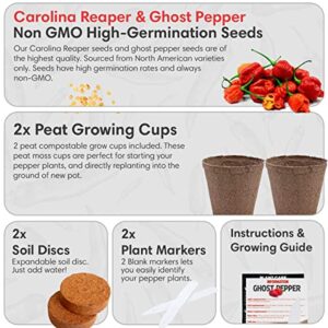 Carolina Reaper Ghost Pepper Growing Kit - Outdoor Garden Vegetable Seed Starter Kit - Hot Pepper Growing Kit - All in One Pepper Seed Plant Growing Kit - Gift for Gardeners