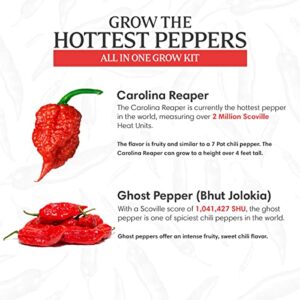 Carolina Reaper Ghost Pepper Growing Kit - Outdoor Garden Vegetable Seed Starter Kit - Hot Pepper Growing Kit - All in One Pepper Seed Plant Growing Kit - Gift for Gardeners