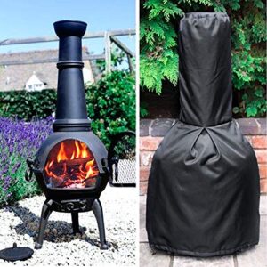 chiminea cover outdoor patio heater cover uv waterproof weatherproof heater cover garden chimney fire pit fountain protector black 122cm/48inch
