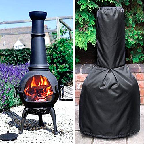 Chiminea Cover Outdoor Patio Heater Cover UV Waterproof Weatherproof Heater Cover Garden Chimney Fire Pit Fountain Protector Black 122cm/48inch