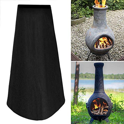 Chiminea Cover Outdoor Patio Heater Cover UV Waterproof Weatherproof Heater Cover Garden Chimney Fire Pit Fountain Protector Black 122cm/48inch