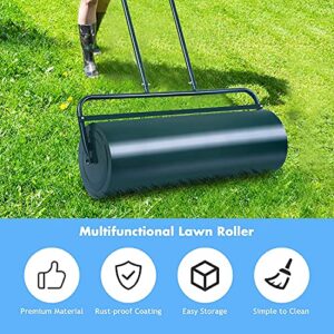 LHONE Tow Lawn Roller,Heavy Duty Metal Lawn Rollers Tow Behind Water Filled Push,Water and Sand Filled Garden Drum Roller with with U Shaped Handle (24" x 13")