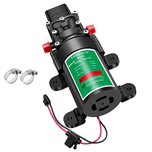 LONGRUN Fresh Water Pump 12V DC Diaphragm Pumps with Adjustable Pressure Switch, 4.5L/Min 1.2GPM 85 PSI Self Priming Sprayer Pump for RV/Camper/Marine/Boat/Garden Lawn