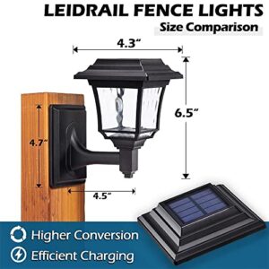 LeiDrail Solar Fence Lights, 4 Pack 2 Mode Solar Lights Outdoor Waterproof Wall Lantern Sconce for Garden Yard Patio Decoration Warm White/Cool White Landscape Lighting