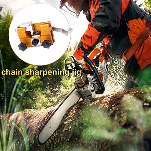 XIRZHIYO Chainsaw Sharpener Kit, Portable Chainsaw Chain Sharpening Jig, for All Kinds of Chain Saws & Electric Saws, Lumberjack & Garden Worker (Large,Yellow)