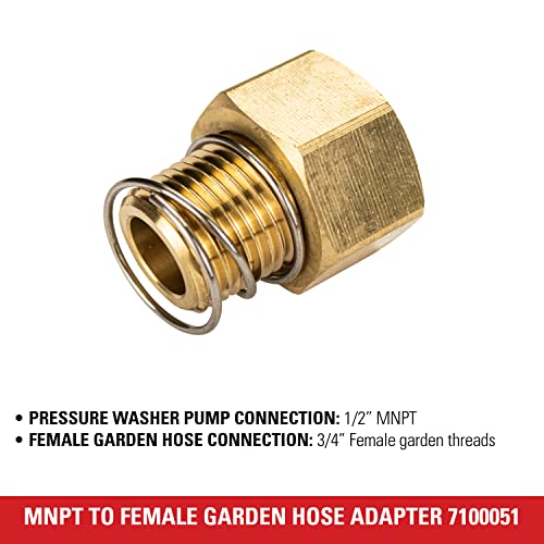 Simpson Cleaning 7100051 Replacement 3/4-Inch Female Garden Hose for Pressure Washer Pumps, 1/2-Inch MNPT, Gold