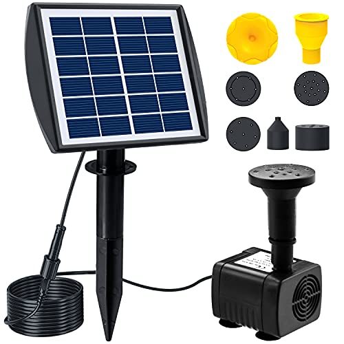 NVRGIUP 3W Solar Fountain Pump for Bird Bath, 2021 Latest Upgraded Pluggable Solar Garden Fountain With 7 Kinds of Sprayers, Perfect for Outdoors, Pool, Patio, Yard, Swimming Pool, Fish Tank and Pond