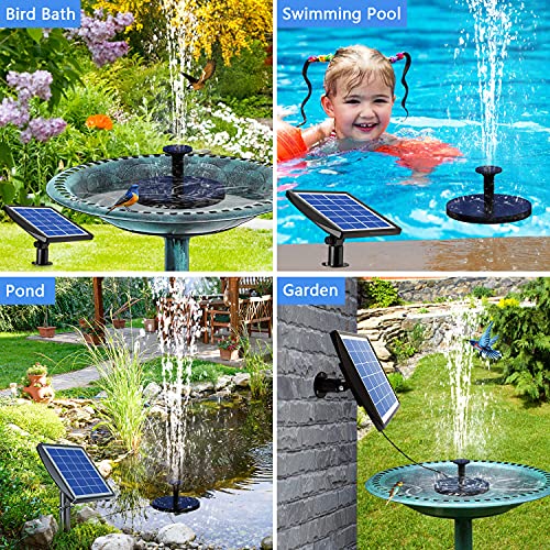 NVRGIUP 3W Solar Fountain Pump for Bird Bath, 2021 Latest Upgraded Pluggable Solar Garden Fountain With 7 Kinds of Sprayers, Perfect for Outdoors, Pool, Patio, Yard, Swimming Pool, Fish Tank and Pond