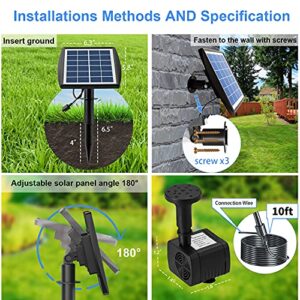 NVRGIUP 3W Solar Fountain Pump for Bird Bath, 2021 Latest Upgraded Pluggable Solar Garden Fountain With 7 Kinds of Sprayers, Perfect for Outdoors, Pool, Patio, Yard, Swimming Pool, Fish Tank and Pond