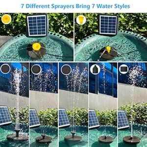 NVRGIUP 3W Solar Fountain Pump for Bird Bath, 2021 Latest Upgraded Pluggable Solar Garden Fountain With 7 Kinds of Sprayers, Perfect for Outdoors, Pool, Patio, Yard, Swimming Pool, Fish Tank and Pond