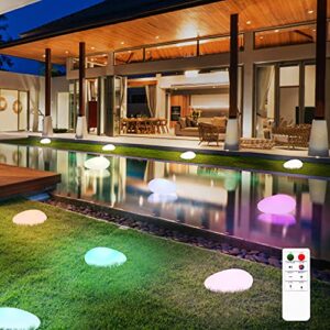 solar garden lights, outdoor waterproof garden decorative mood light, mini rgb pebble pool light, for garden pathway, yard, lawn, swimming pool (3pcs)